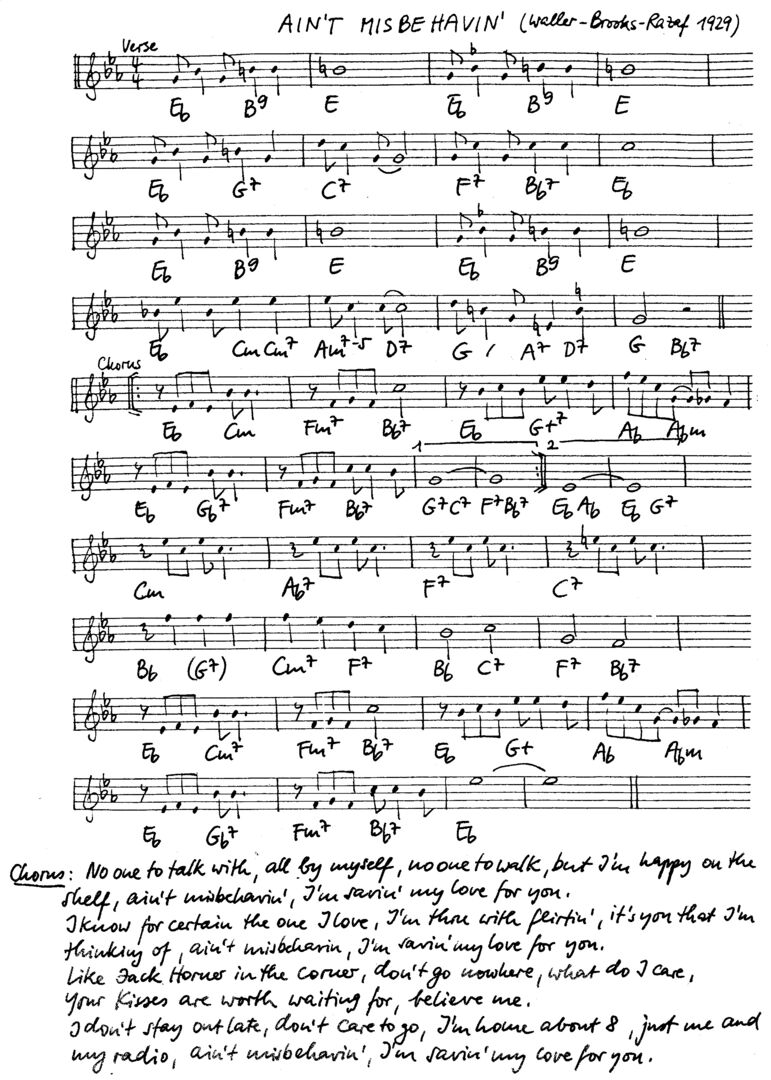 ain't misbehavin' leadsheet – book us for your next 20s or gatsby event